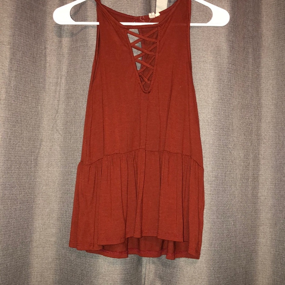 Reddish orange tank top